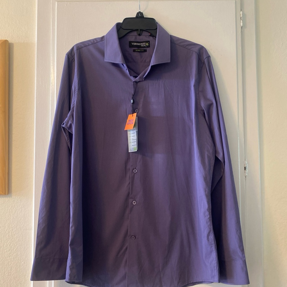 Men’s Vermonti Milan Purple Dress Shirt Elegant and Sophisticated Sz EG/XL